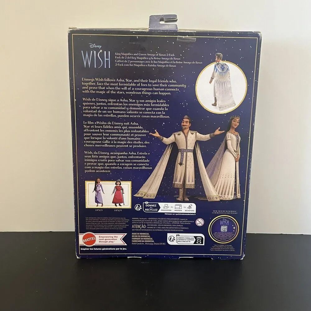 Disney Wish King Magnifico & Queen Amaya of Rosas Doll Figures 2-Pack - New